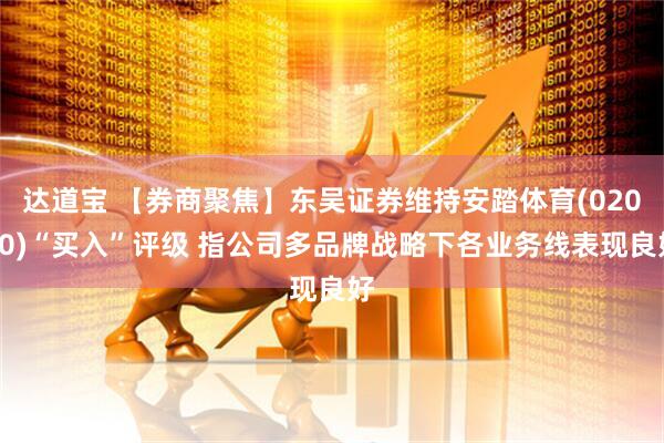 达道宝 【券商聚焦】东吴证券维持安踏体育(02020)“买入”评级 指公司多品牌战略下各业务线表现良好
